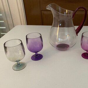 NEW Acrylic Pitcher 10" Tall + 2 glasses
